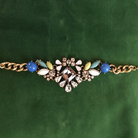 J. Crew bracelet Rhinestone blue green gold - Picture 2 of 3